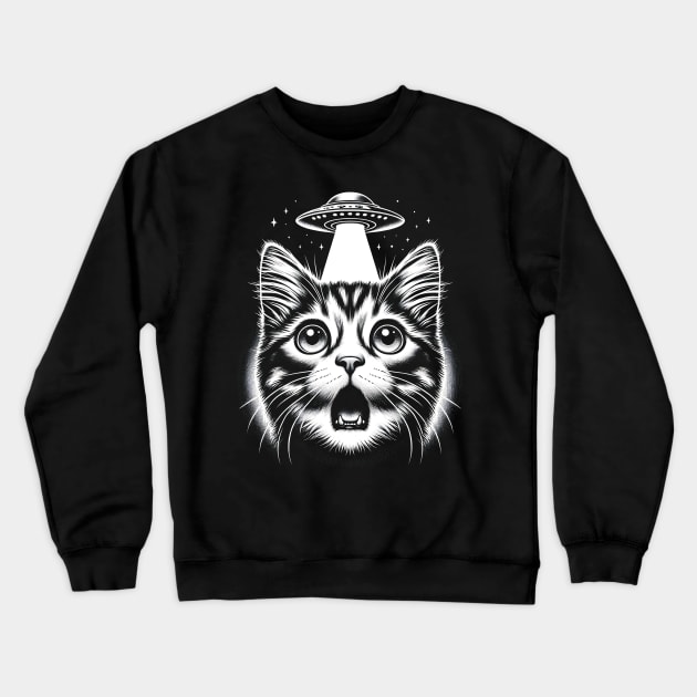 Cat Selfie With UFOs Crewneck Sweatshirt by ShirtFace